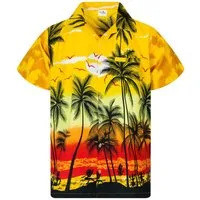 King Kameha Hawaiihemd "Beach" Funky Hawaii-Hemd Herren Kurzarm Front-Tasche Stylish