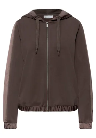Street One - Hoodie Jacke in Seidenoptik braun - Gr. - 38