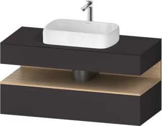 Duravit Qatego Konsolenwaschtischunterbau wandhängend Graphit Supermatt 1200x550x600 mm - QA47320308 QA4732030800010