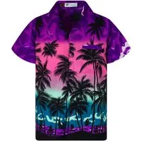 King Kameha Hawaiihemd Beach Eclectic Funky Hawaii-Hemd, Herren, Kurzarm, Front-Tasche