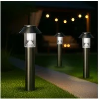 MeLiTec LED Solarleuchte SO06-1 - 3er Set, LED wechselbar, Solarlampe aus Edelstahl, matt gebürstet, bis zu 8 Stunden Leuchtdauer