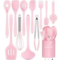 LuxusKollektion Kochbesteck-Set Küchenhelfer 12teilig Silikon Kochbesteck spülmaschinenfest Rosa