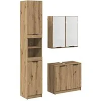vidaXL Badezimmer-Set Badezimmerschrank-Set 3 Stk. Artisan-Eiche Holzwerkstoff, (3-St)