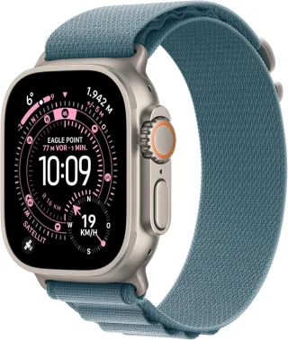 Apple Watch Ultra 3 [GPS + Cellular inkl. Alpine Loop L hellblau] 49mm Titangehäuse natur