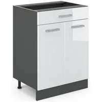 Vicco Unterschrank R-Line, Weiß Hochglanz/Anthrazit, 60 cm mit Schublade, ohne Arbeit... (1-St)