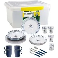 BRUNNER Geschirr-Set BRUNNER Melamin Campinggeschirr Set BLUE OCEAN (8, 12, 16, 36-Teile) (36-tlg)