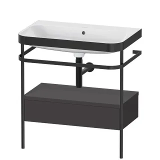 Duravit Happy D.2 Plus c-bonded Set mit Metallkonsole und Schubkasten Graphit Supermatt 775x490x850  HP4742N8080
