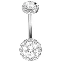PIERCINGLINE Bauchnabelpiercing Titan Bananabell mit Innengewinde 2 KRISTALLDISCS (Bananabells, 1-tlg)