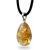 Steinfixx® Edelstein Tropfennhänger aus echtem Citrin mit 925 Silberöse, (absoluter Blickfang, edel, elegant und zeitlos, 1-St., incl. 80 cm Lederband und Geschenkverpackung), AAA-Qualität aus Brasilien
