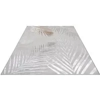 OTTO home Teppich Luvvi, rechteckig, Höhe: 8 mm, Kurzflor, modernes Blätter Design, Hoch-Tief-Struktur, Wohnzimmer