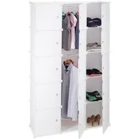 relaxdays Steckregal Regalsystem Kleiderschrank 11 Fächer, 116-tlg., weiß