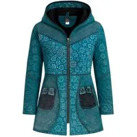 KUNST UND MAGIE Langjacke Vintage Damen Mantel + Kapuze Stonewashed Jacke Baumwolle Boho Vintage Stonewashed