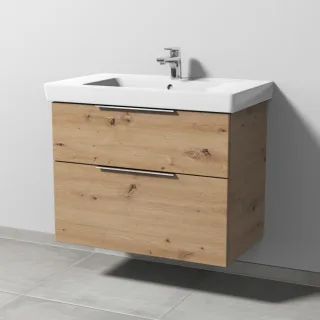Sanipa 3way Waschtischunterbau zu Villeroy & Boch Subway 2.0 Waschtisch mit 2 Auszügen, Eiche Natura UM61485