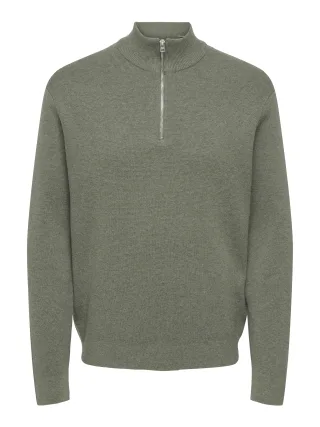 ONLY&SONS - ONSTING REG HALF ZIP KNIT NOOS Castor Gray - Gr. - XXL
