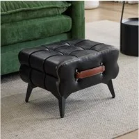 REDOM Fußhocker schwarzem/grünem Leder (mit Metallbeinen. Universeller Schuhwechselhocker für Wohn, 1 St., 43*33*30cm)