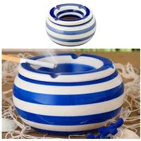 CEPEWA Aschenbecher Sturmaschenbecher blau weiß gestreift Ø 13,5 cm