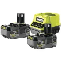 RYOBI Ryobi Set 2× 4.0Ah 18V ONE Akkus mit 2A Schnellladegerät alle Geräte Akku-Set (1 St)