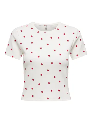 ONLY - ONLFENJA S/S AOP TOP JRS NOOS Cloud Dancer - Gr. - L