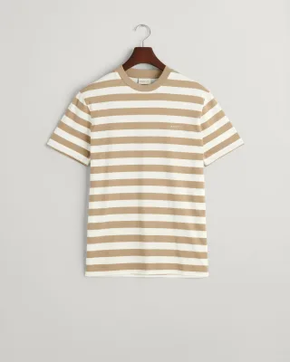 GANT - Mehrfarbig gestreiftes T-Shirt dried khaki - Gr. - XXL