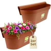 GarPet Balkonkasten 2er Set Geländerkasten Balkon mit Wasserspeicher Blumen Topf Kasten