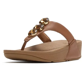 Fitflop Lulu Ultra-Jewel Zehensteg-Polyurethan Damen Sandalen in Dunkelbraun