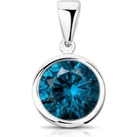 Materia Kristallanhänger Damen Silber Kristall Dunkelblau Ø10mm KA-462, 925 Sterling Silber, rhodiniert
