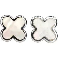 SILBERMOOS Paar Ohrstecker Kleine Kleeblatt-Ohrstecker mit Perlmutt, 925 Sterling Silber