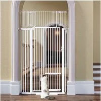 Comomy Treppenschutzgitter 180cm Extra hohes Katzengitter, Breite 75-103 cm (Türschutzgitter für Hunde & Katzen), mit Katzentür, breite Öffnung, Druckmontage