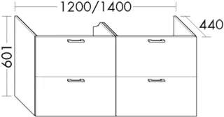 Burgbad Waschtischunterschrank zu M3 Sys30 PG4 Sana 601x1400x440 Eiche Weiß, WVFD140F3675 WVFD140F3675