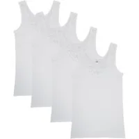 Toker Collection® Achseltop Damenhemd vollachsel mit kleiner Spitze 4 Stück aus reiner Baumwolle (Sparpack, 4er Pack) aus reiner Baumwolle