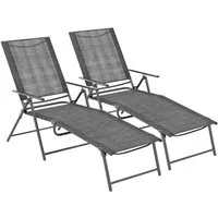 COSTWAY Gartenliege, 2 St., klappbar mit verstellbarer Rückenlehne, Balkon