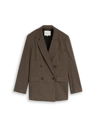 Denim Tom Tailor - Regular Fit Blazer mit Vichy-Karo small brown black check - Gr. - XL