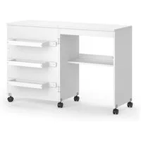 Vicco Schreibtisch Carmen, Weiß, 118.5 x 79.5 cm mit 3 Regalen (1-St)