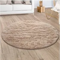 Paco Home Hochflor-Teppich Silky 591, rund, Höhe: 37 mm, Uni Farben, besonders weich und kuschelig
