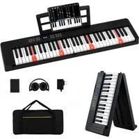 COSTWAY Home-Keyboard (1-St), 61-Tasten Klavierkeyboard, Digitalpiano mit Tragetasche, faltbar