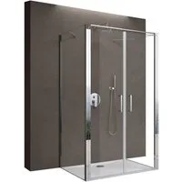 doporro Grossraumdusche Duschkabine Duschabtrennung U-Form ESG-Glas Klarglas H: 195cm Rav66UK, BxT: 90x80 cm, Einscheibensicherheitsglas, 2 Montagemöglichkeiten: Rechts- oder Linkseinstieg