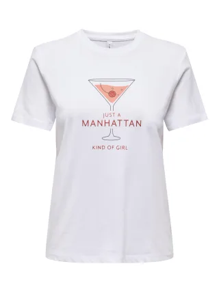 ONLY - ONLKELSEY LIFE S/S REG TEE CS JRS bright white - Gr. - M