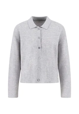 FYNCH-HATTON - CARDIGAN POLO COLLAR 90/10 alloy grey - Gr. - XXL