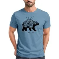 Neverless Print-Shirt Herren T-Shirt Bär Abenteuer Berge Wald Bear Mountains Adventure Slim mit Print