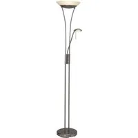 Brilliant LED Deckenfluter Finn, Lesearm, LED fest integriert, Lesearm, H 179 cm, dimmbar, 2500 lm, warmweiß, Metall/Glas, eisen/weiß