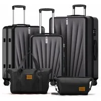 VALLSERO Trolleyset M-L-XL-Set, Gepäck mit Kosmetiktasche, Hartschalen-Koffer, 5-teiliges Set, hochfestes ABS-Gehäuse, 360° geräuschloses Rad