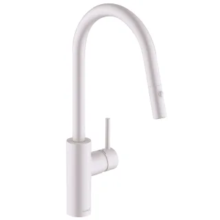 KLUDI E-GO Voice elektrisch, Spültisch-Einhandmischer mit Netzstecker mattweiß 423005377