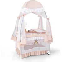 COSTWAY Kinderbett Reisebett, Babybett mit abnehmbarem Baldachin, Wickelauflage, faltbar