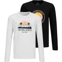 Jack & Jones Junior Langarmshirt JJPALM TEE LS CREW NECK 2PK MP JNR (Packung, 2-tlg) Baumwolle, regular fit
