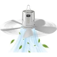 VIVIHEYDAY Deckenventilator Camping Ventilator, Tragbarer Deckenventilator mit Beleuchtung, USB, 4 Geschwindigkeiten & 1-12h Timer, Zeltdeckenventilator