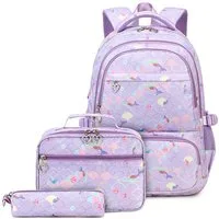 JASLIFE Schulrucksack 3-teiliges Schulrucksack Set Mädchen Teenager Jugendliche Daypack (Schulrucksack Set, 3-teiliges Set), Leicht, wasserabweisend, viel Stauraum – ideal für Schule & Freizeit