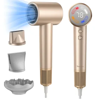 [EU Direct] Teendow MY78PA Hair Dryer with LED Display110,000 RPM 22m/s High Speed Fast Drying 200 Million/cm³ Negativ