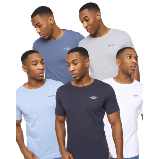 Crosshatch Herren Basicnatural T-Shirt (5er Pack) (Weiß/Marineblau/Denim/Blau/Grau Melange)