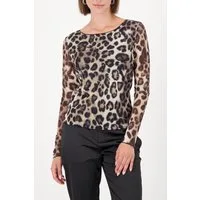 Monari Langarmshirt Shirt Leo allover Mesh Regular fit mit Rundhalsausschnitt