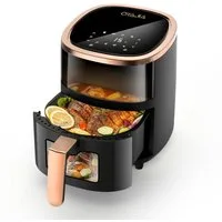 LETGOSPT Heißluftfritteuse Heißluftfritteuse 6L mit Sichtfenster Airfyer 1 kg Fassungsvermögen, 1800,00 W, bis 200°C, 8 Programme Heissluftfritteuse Easy Air Fryer Braten Rösten